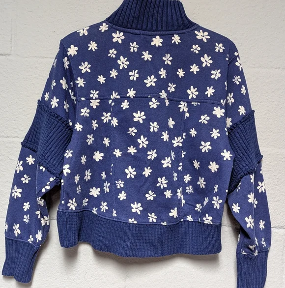 NWT Anthropologie Daily Practice Indy Half Zip Pullover Sweatshirt Size M Floral - Picture 5 of 9